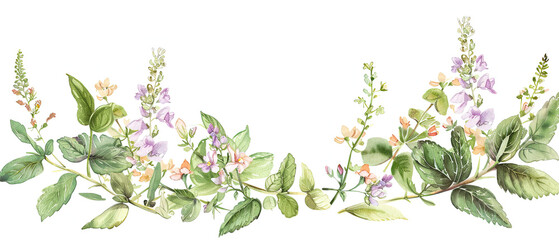 a drawing of a border of flowers and leaves