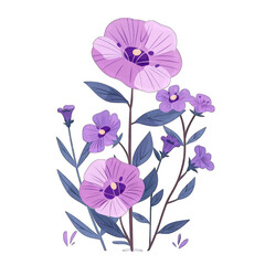 Minimalistic and Cute Flat Vector Illustration of Lavatera Flower on White Background in Simple Design Style