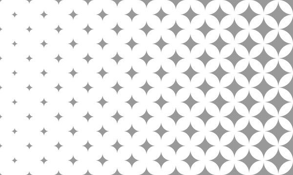 Horizontal halftone with grey star pattern background. Vector Illustration.