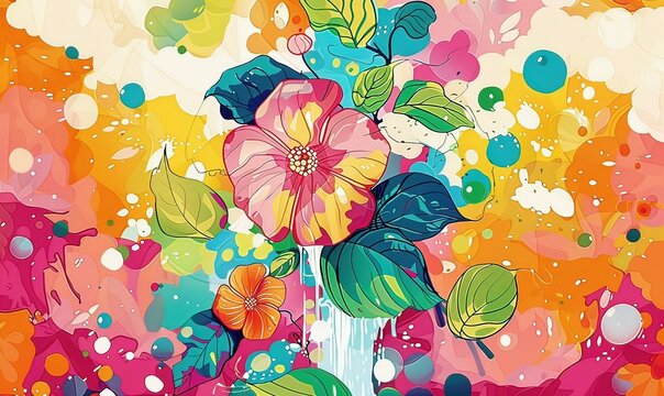 Ai sfondo con illustrazione di splendidi fiori multicolori 04