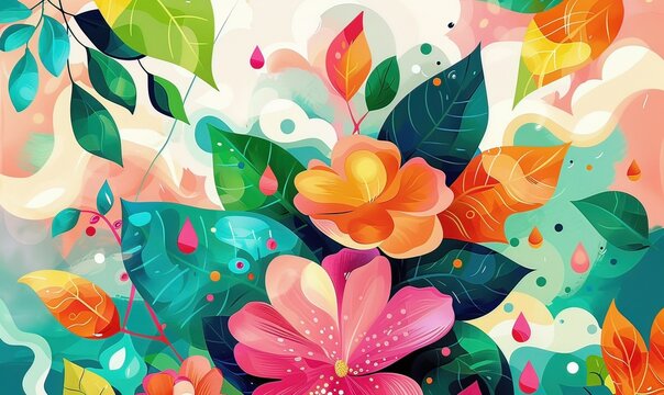 Ai sfondo con illustrazione di splendidi fiori multicolori 02