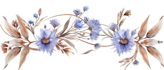 a painting of a blue flower on a white background