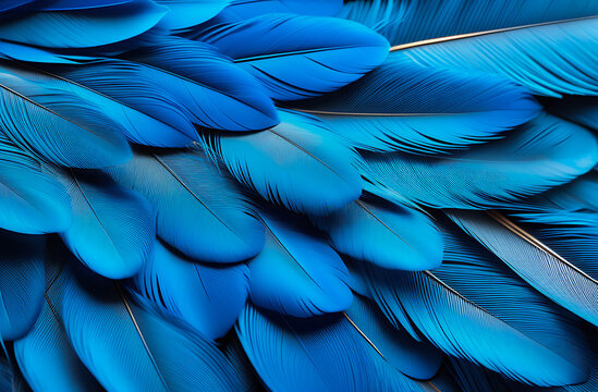 Blue macaw bird feathers, detailed, background for design, wallpaper