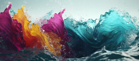 colorful watercolor ink splashes, paint 256 - obrazy, fototapety, plakaty