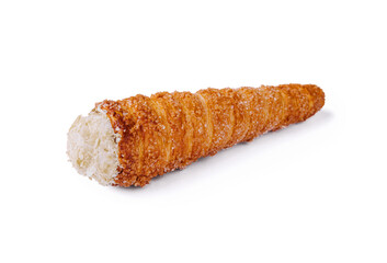 Fresh baked chimney cake isolated on white