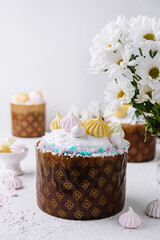 Elegant easter cake with spring flowers