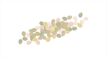 Happy Easter Banner. Pattern of eggs, flowers and twigs. For card, banner, poster, flyer, and web. Spring Festival. Vector illustration