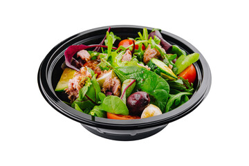 Fresh mixed salad in takeout container