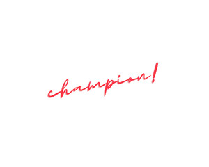champion illustration text design. This text has isolated in a background. background color is pure white.