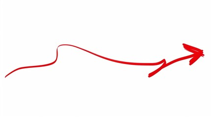 thin red arrow pointing to the right isolated on a white background. - obrazy, fototapety, plakaty