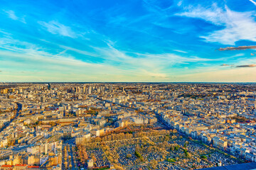 View from the Montparnasse tower on Paris in early spring.