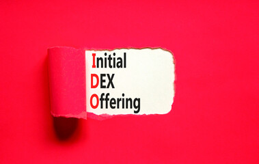 IDO initial DEX offering symbol. Concept words IDO initial DEX offering on beautiful white paper....