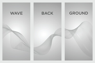 Vector abstract wave background of gray curved lines.