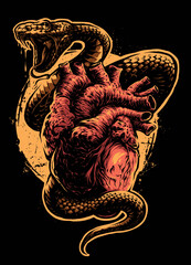 Vector human Heart and Snake