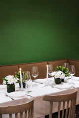 Elegant dining table setting with candlelight