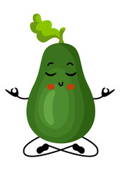 Cute avocado mascot doing yoga meditation - 787042320