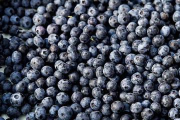Gordijnen A pile of fresh blueberries in market © xy
