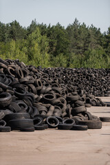 used car tires - waste that can be recycled - pile of used tires