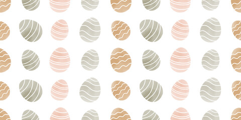 Cute illustration with colorful Easter eggs with watercolor texture, spring banner