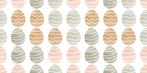 Cute illustration with colorful Easter eggs with watercolor texture, spring banner
