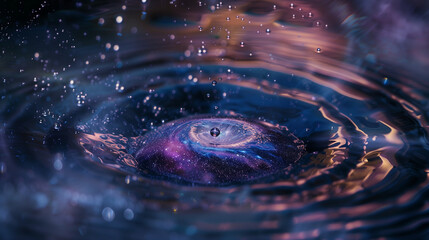a galaxy within a water drop ripple