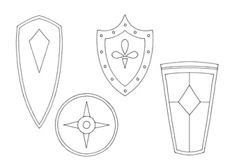Shield set isolated graphic black white sketch illustration vector