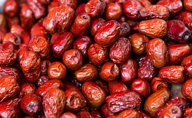 Heap of dried red jujubes