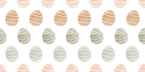Cute illustration with colorful Easter eggs with watercolor texture, spring banner