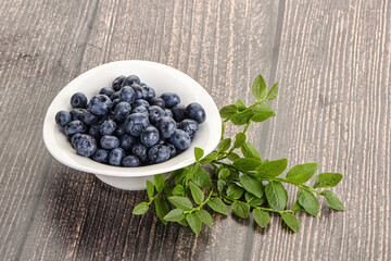 Ripe sweet blueberry in the bowl