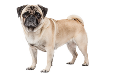 Adorable Pug Dog Standing on Transparent Background - High-Resolution Pet Image
