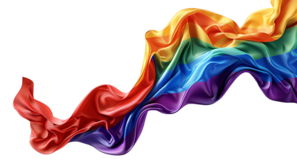 Silk rainbow flag flowing isolated background png