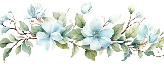 a painting of a blue flower on a branch
