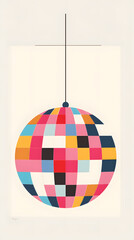 Obraz premium Retro aesthetic poster with single disco ball