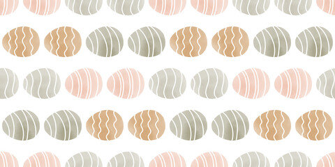 Cute illustration with colorful Easter eggs with watercolor texture, spring banner