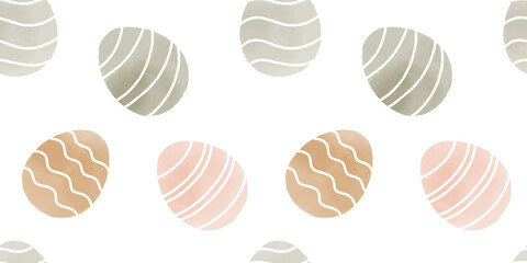 Cute illustration with colorful Easter eggs with watercolor texture, spring banner