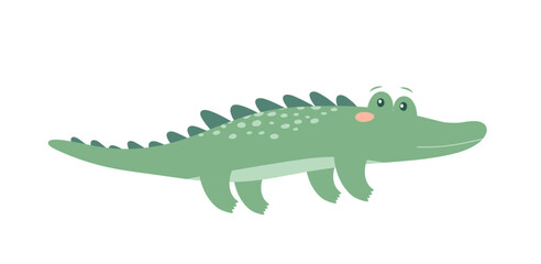 Cute crocodile. Wild animal. Cartoon character. Colorful vector illustration