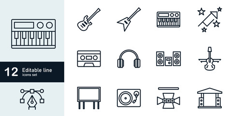 Simple Outline Set of Event and Festival icons.