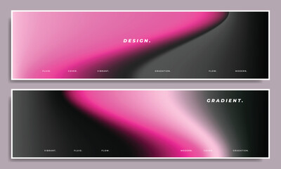 Pink and grey blurred gradient banner design set. Abstract smooth color gradation. For branding, presentation, or advertisement.