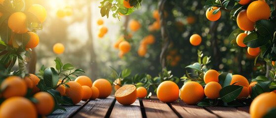 Close up of juicy mandarin, oranges, tangerine, with green leaf. Citrus Fruits. Gorgeous banner for ads. Generative ai - obrazy, fototapety, plakaty