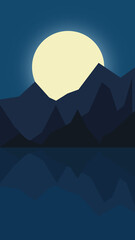 Mountains under the moonlight