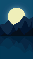 Mountains under the moonlight
