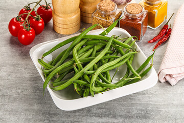 Raw green bean string uncooked