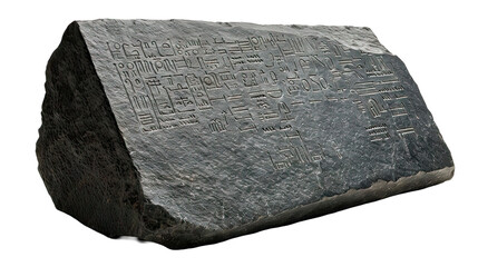 A large stone slab with writing on it White background or transparent background