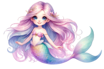 Cute mermaid clipart