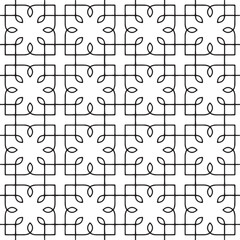 Seamless linear pattern with thin curl lines and scrolls. Monochrome abstract floral pattern. Decorative lattice.