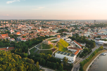 Fototapeta na wymiar Aerial view of Vilnius Old Town, one of the largest surviving medieval old towns in Northern Europe. Summer landscape of UNESCO-inscribed Old Town of Vilnius