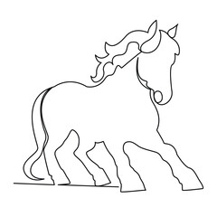 Horse Continuous single one line drawing illustration art vector design