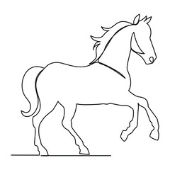 Horse Continuous single one line drawing illustration art vector design