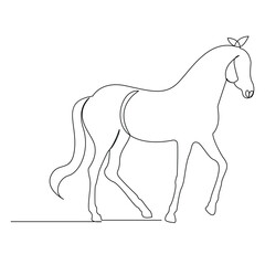 Horse Continuous single one line drawing illustration art vector design