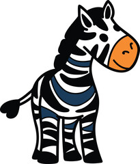 Naklejka premium A cartoon zebra with a blue stripe on its back